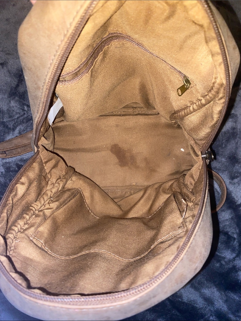 Shearling-Trim Tan Mini Backpack - Picture 9 of 13